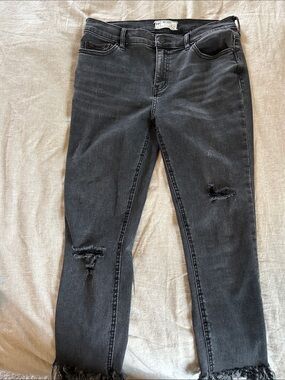Free People Washed Black Distressed Skinny Jeans
